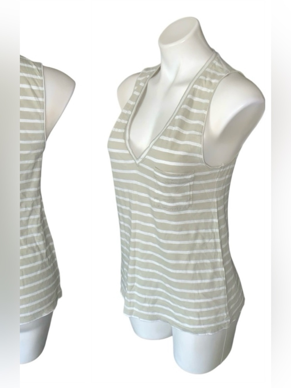 Madewell Neutral Striped Colorblock Tank Top V-Neck - Picture 4 of 6